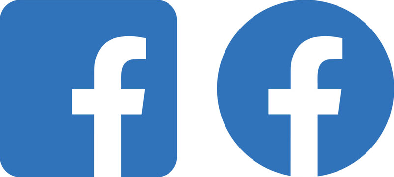 facebook blue social media logo icons in square and circular styles for editorial design use