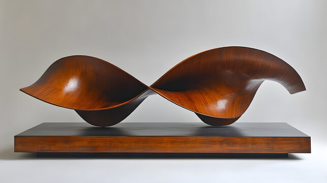 bent wire abstract structure in brushed copper on muted sand background - Powered by Adobe