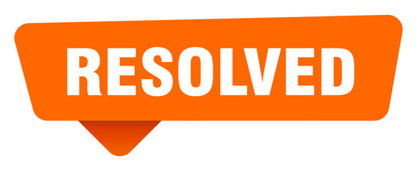 resolved sticker. resolved orange sign isolated on transpatent background