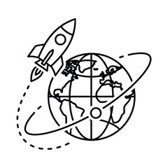 Rocket launching from earth into space EPS icon