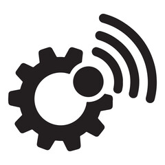 Gear with wi fi signal representing smart technology silhouette
