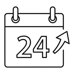 Calendar with 24 hour arrow EPS icon
