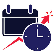 Calendar and clock with upward arrow EPS icon