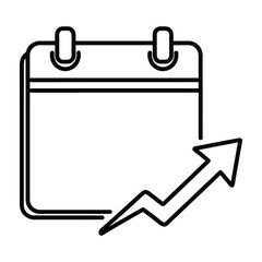 Calendar with upward trending arrow EPS icon
