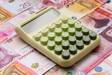 Calculator, money and expense calculations, tax form completion. Calculator, expense calculations