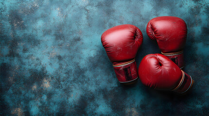 boxing gloves on grunge gray background
