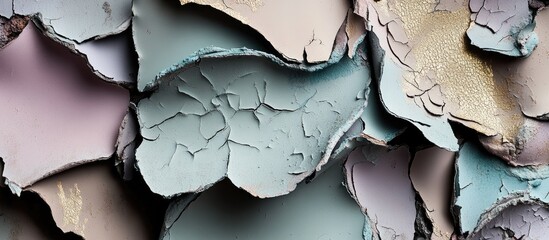 Obraz premium Abstract Cracked Paint Layers: Pastel Hues and Textural Decay