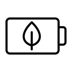 Clean energy battery icon with leaf symbol EPS icon
