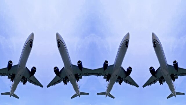 Airplane flying overhead coming in to land pattern