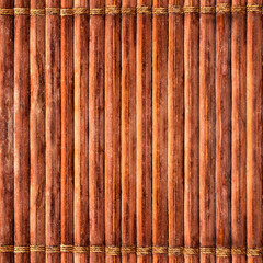 Seamless 4k photo texture of worn, old wicker bamboo mat material surface.