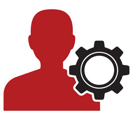 Human silhouette profile with gear vector EPS icon