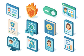 Monitored safe tool profile settings icon vector cyber tracker etiquette toggle hygiene