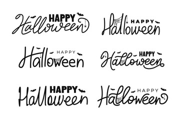 Happy Halloween lettering, vector script calligraphy. Handwritten Halloween typography.
