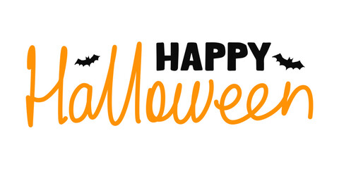 Happy Halloween lettering, vector script calligraphy. Handwritten Halloween typography print.