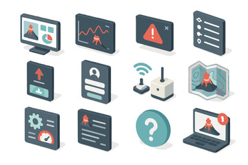 Map vector icon settings help software popup volcanic dashboard status system notification