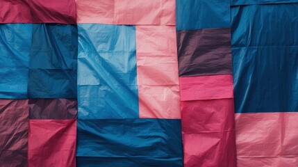 Colorful abstract background featuring crumpled paper in shades of blue and pink, ideal for design projects