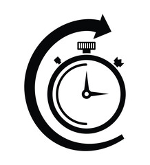 Stopwatch with circular arrow indicating time passing vector EPS