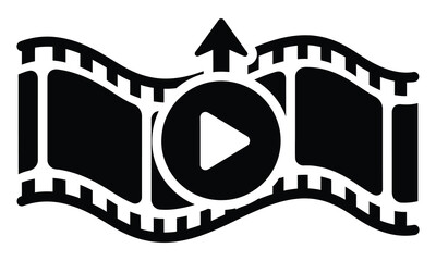 Film strip with play button and upward arrow vector EPS