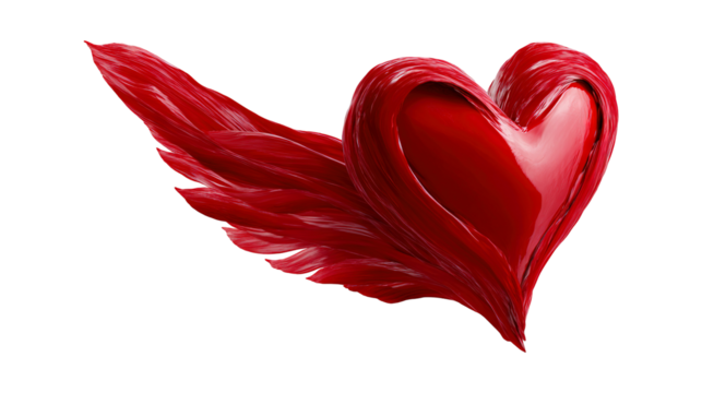 Red heart isolated on a transparent white background, clipping path, pen tool - Powered by Adobe