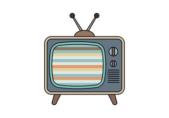 Ilustración retro de televisor vintage con pantalla de barras de color