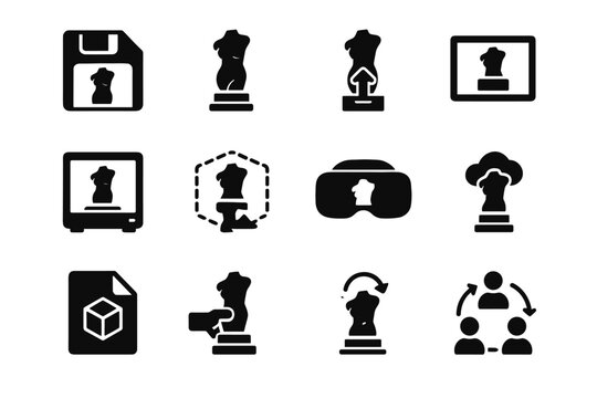 Sculpture icon team print export vector sync cloud save ar button