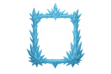 Ice crystal frame border creating frozen rectangle shape for winter themed game assets and fantasy designs, transparent background