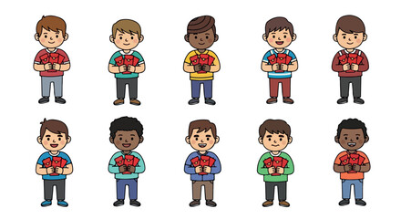 Diverse children holding red envelopes for Chinese New Year