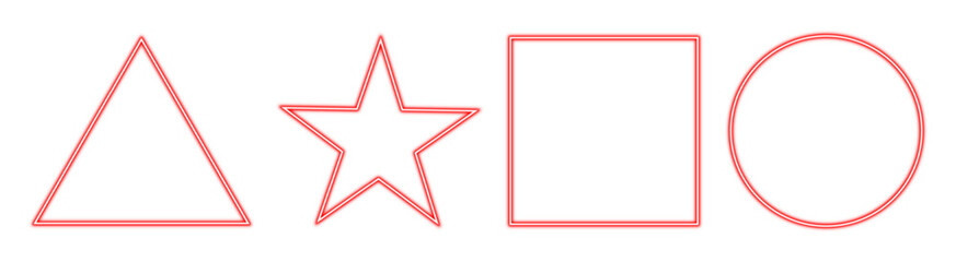 Neon red geometric shapes outline
