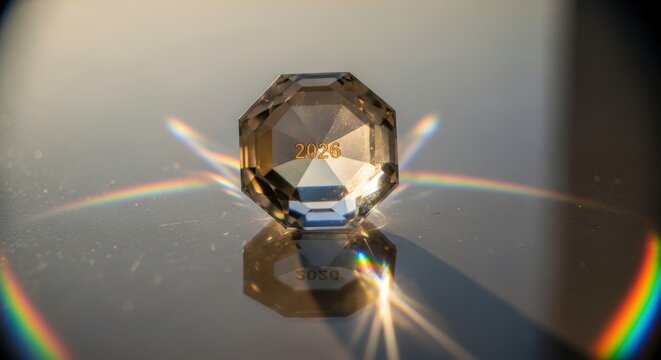 Sparkling Gemstone Reflecting Light With Rainbow Effects
