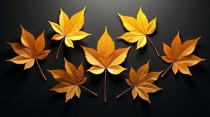 Vibrant golden autumn leaves artfully arranged as seasonal decor