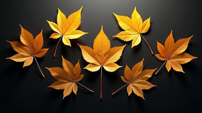 Vibrant golden autumn leaves artfully arranged as seasonal decor