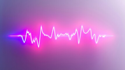A vibrant neon heartbeat waveform design against a soft purple background, symbolizing energy and rhythm.