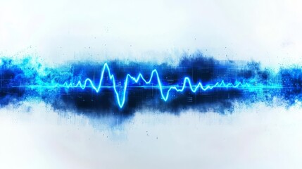 A vibrant blue sound wave illustration representing audio signals in a modern digital style.
