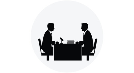 Dynamic business meeting illustration depicting negotiation discussion and presentations - ideal for corporate reports training materials and business websites, Generative AI.