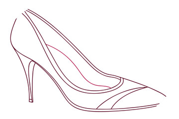 Elegant High Heel Shoe with Maroon Outline and Pink Accent footwear stiletto