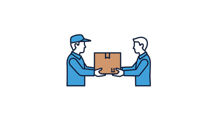 Seamless delivery service with friendly courier passing package to customer embodying trust and efficiency in a modern minimalist style, Generative AI.
