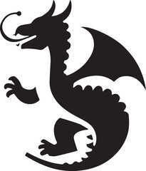 Black silhouette of a dragon with wings