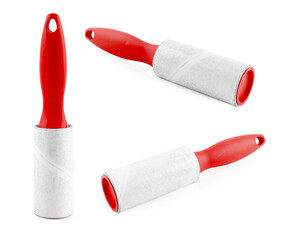 Lint roller for cleaning clothes isolated on white, set