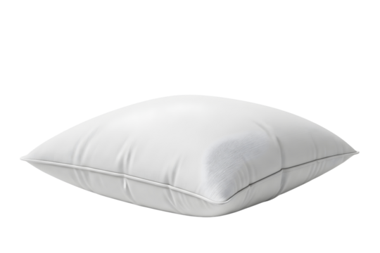 White square pillow isolated on transparent background for sleeping or relaxing