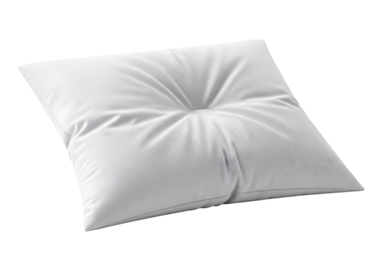 White square pillow isolated on transparent background for sleeping or relaxing