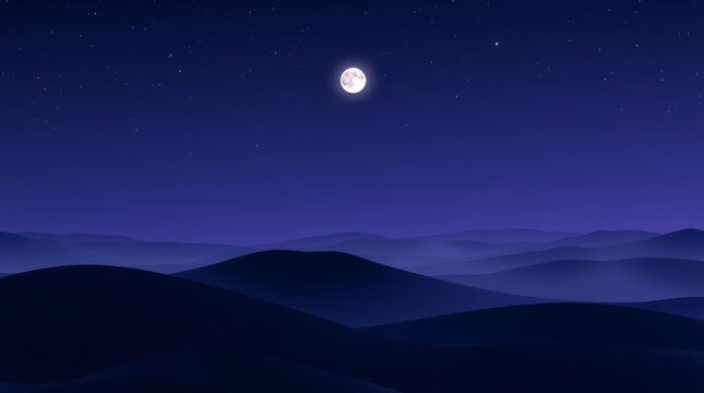 Calm deep night abstract landscape for relaxation and sleep branding