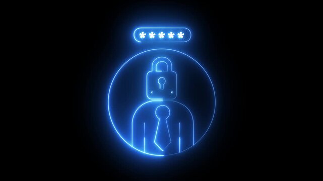 Password icon, Typing wrong and right password icon animation. Security symbol animation. neon security lock icon and password. security icon privacy password protection safety animation.
