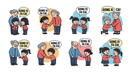 Chinese New Year greetings with elderly and child