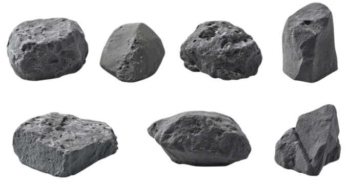 Collection of Gray Rocks isolated on a transparent background - Powered by Adobe