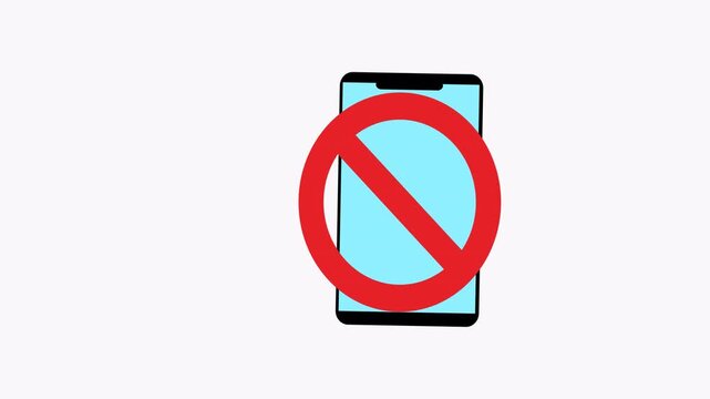 Red not allowed symbol over light blue phone. Suitable for website banners, social media posts, and marketing materials related to restricted phone use.