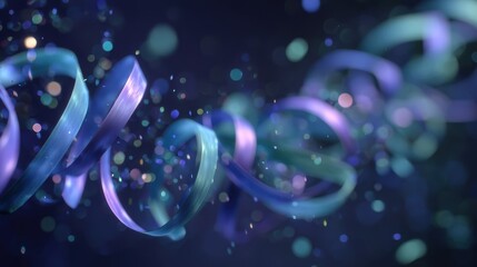 ribbon spiral morphing into cosmic bokeh for birthday gift idea