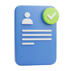 3d icon of a document with a checkmark symbolizing approval and completion. isolated on transparent background