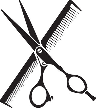 Sharp metal barber tools: isolated hair cutting scissors and comb equipment on white