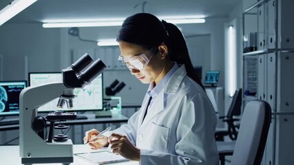 Scientist conducts research in modern laboratory with advanced equipment and technology - Powered by Adobe