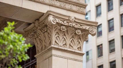 Obraz premium Architectural splendor in stone! This pillar boasts intricate carvings, showcasing timeless elegance and classical design. A testament to craftsmanship.